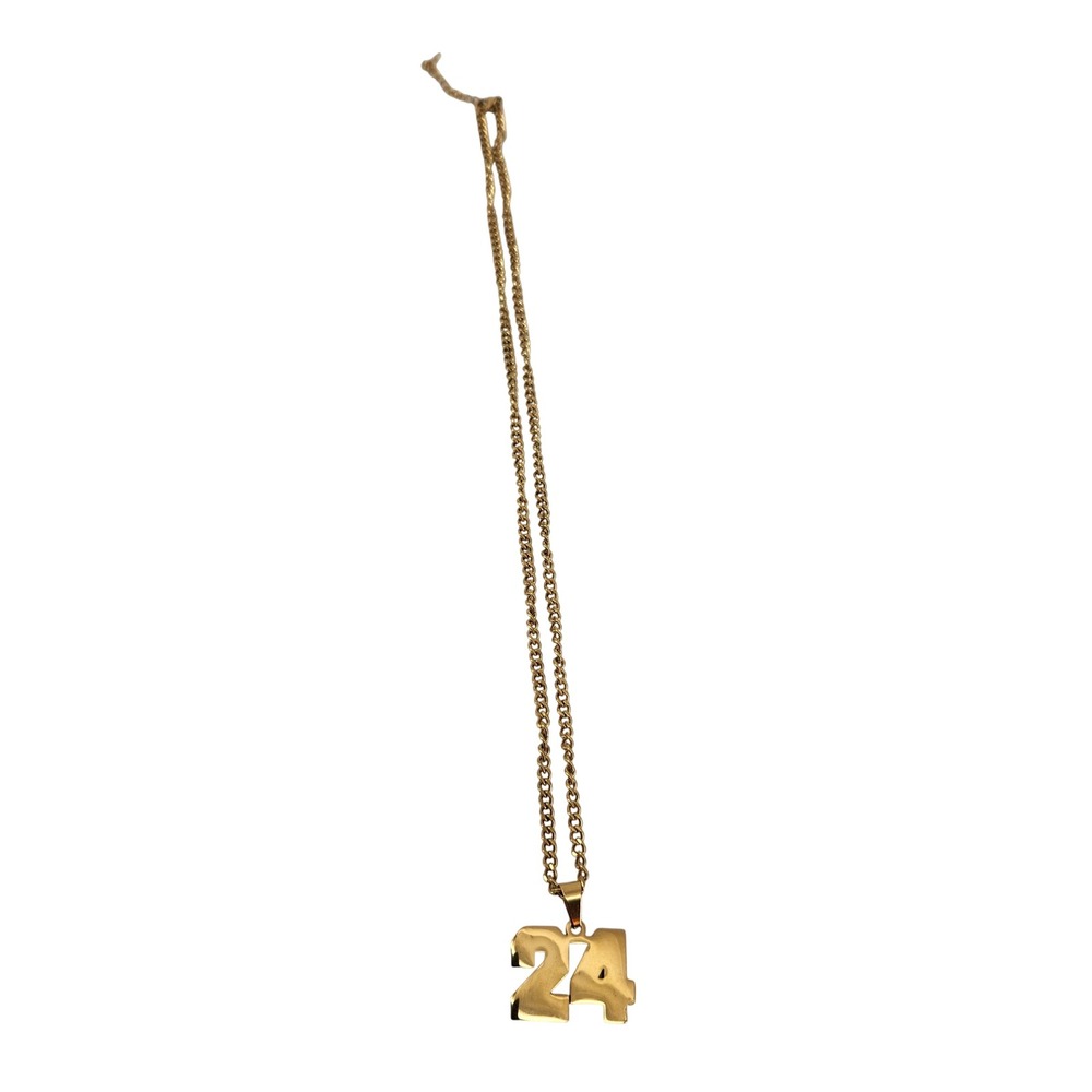 Gold Tone‎ 24 Number Pendant Necklace Chain Jewelry